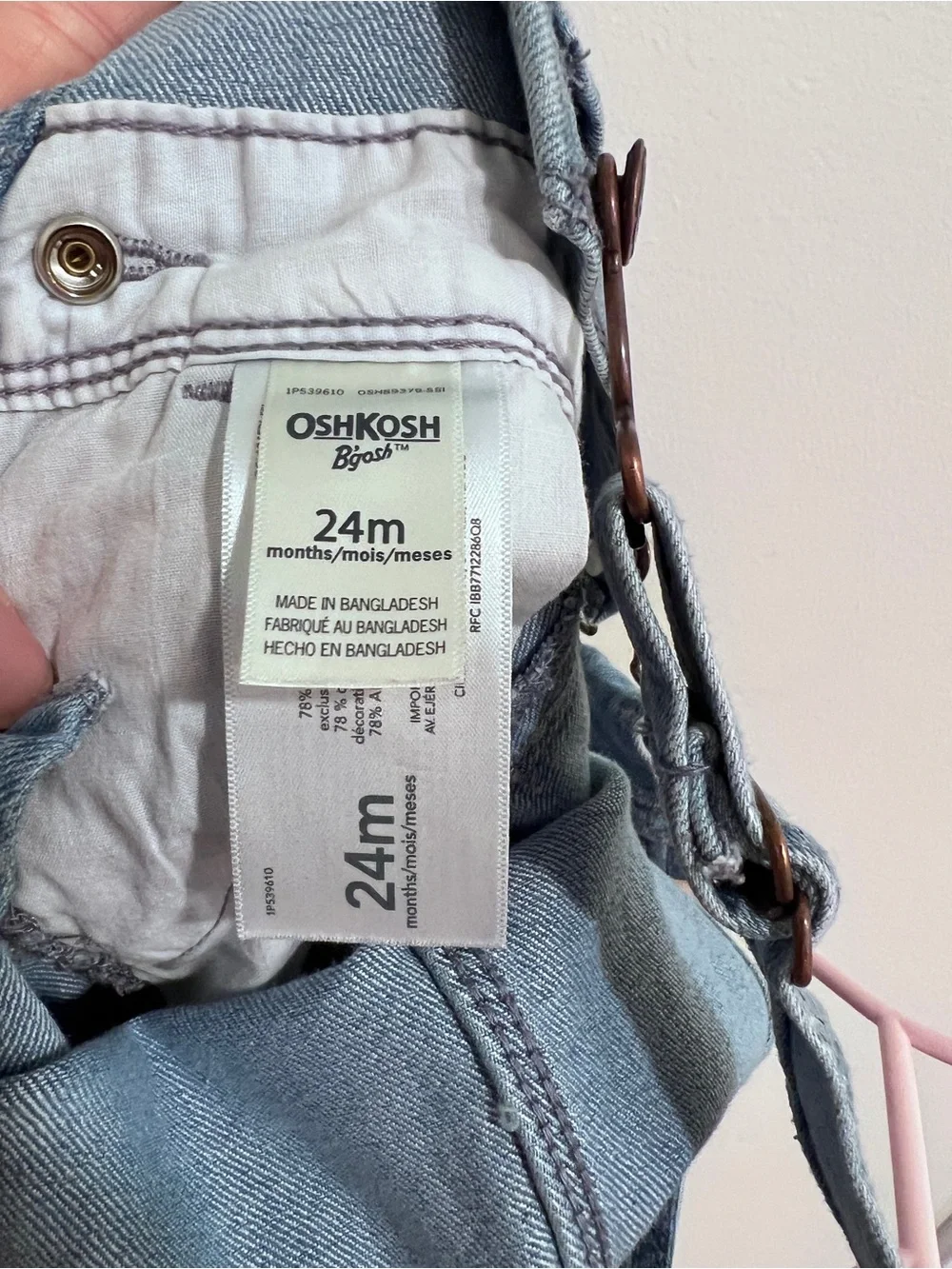 OshKosh B'gosh Light Blue Denim Floral Print Overalls 24 months